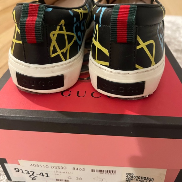 Gucci Limited Edition Black Leather Ghost Slip with Graffiti - Picture 6 of 11